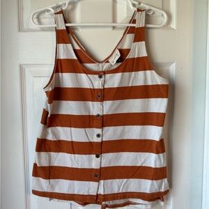 Universal Thread Brown and White Striped Tank Top